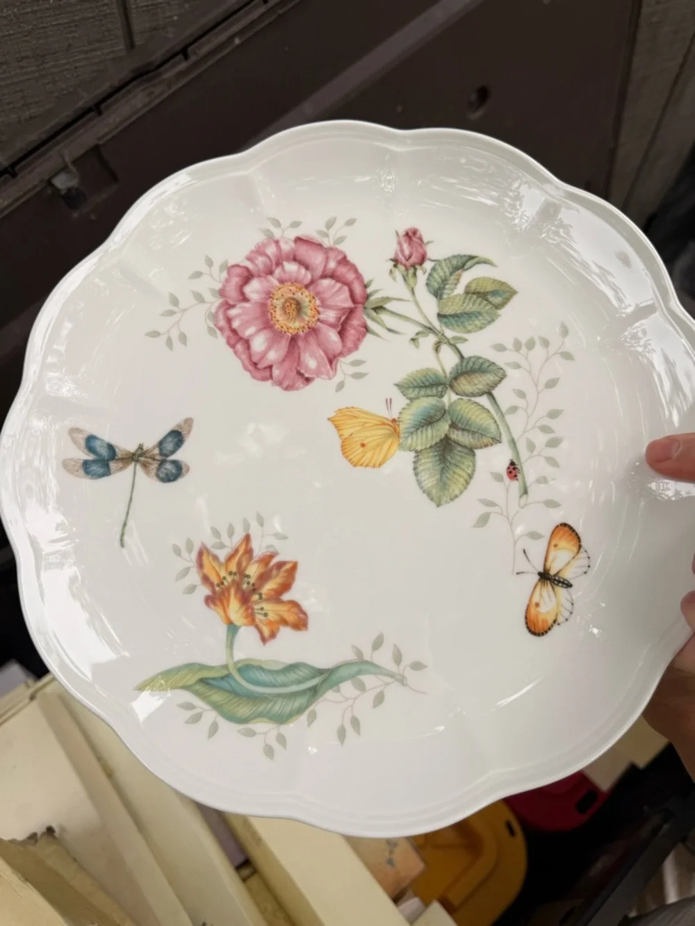 Lenox Butterfly Meadows 4-Piece Dinnerware Set with Floral and Butterfly Accents